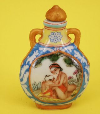 Chinese Vintage Handwork Painted Man And Woman Snuff Bottle - 10 -
