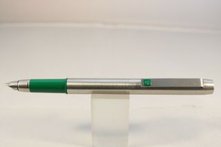 Vintage (c1970) Parker 25 Fine Fountain Pen,  Stainless Steel with Green Trim 2