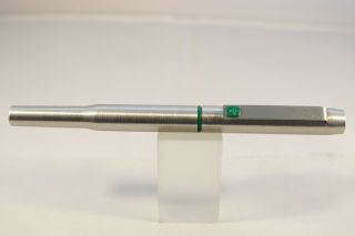 Vintage (c1970) Parker 25 Fine Fountain Pen,  Stainless Steel with Green Trim 3