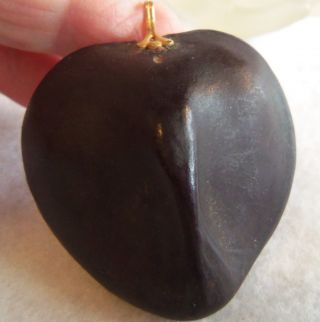 Antique Deco Large Heart Shaped Sea Bean Pendant With Bale.  Rare