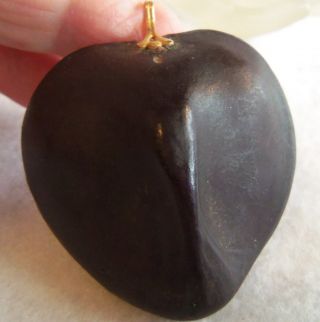 Antique Deco Large Heart Shaped Sea Bean Pendant with bale.  rare 4