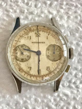 Vintage Stainless Steel Men’s Wittnauer Chronograph Needs Repair/parts