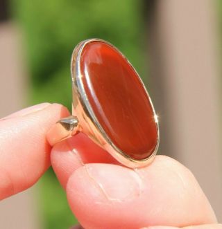 10k 10kt Solid Rose Pink Gold Carnelian 6.  8grams Size Charming Band Ring