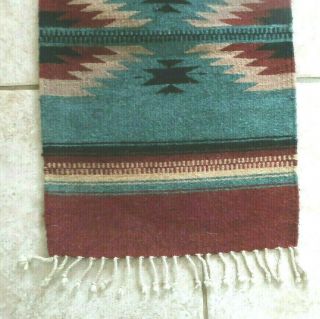 VINTAGE NAVAJO ARTISAN MADE WOVEN WOOL RUNNER RUG TASSELS 53 