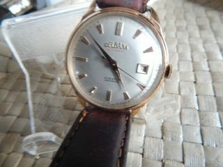 Vintage Men ' s 18k Solid Rose Gold Delbana Automatic 21 Jewels Watch 2