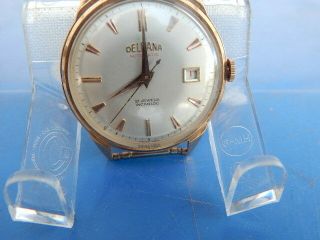 Vintage Men ' s 18k Solid Rose Gold Delbana Automatic 21 Jewels Watch 8