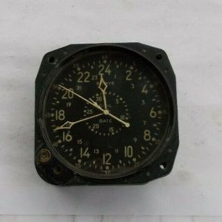Rare Vintage Antique Military Aviation Clock 8 Days Civil Date Airplane 24 Hours