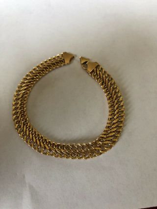 Vintage Milor Italy Solid 14k Yellow Gold Wide Chain Bracelet 6.  26g 7”