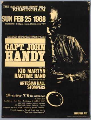 Captain John Handy - Rare Vintage Birmingham 1968 Jazz Concert Poster