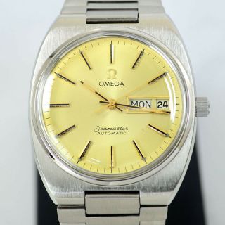 VINTAGE OMEGA SEAMASTER AUTO CAL1020 DAY&DATE YELLOW GOLD DIAL MEN ' S WATCH 2