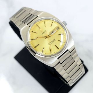 VINTAGE OMEGA SEAMASTER AUTO CAL1020 DAY&DATE YELLOW GOLD DIAL MEN ' S WATCH 4