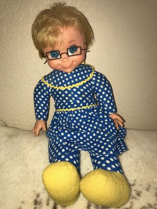 Vintage Mrs.  Beasley Doll With Glasses,  Apron And Collar - 1967 Mattel