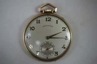 1940 Hamilton 921 21 Jewel 14k Gold Filled Pocket Watch W/ Box -