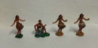 3 Vintage Hawaii Hawaiian Hula Girls,  Ukulele Player Plastic Play Set Figures