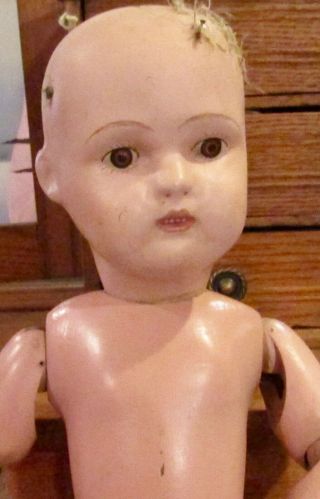 Antique 16 " Schoenhut Wooden Doll W/painted Eyes,  Sturdy Tight Body,  No Repaint