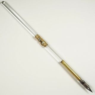 Antique French Empire Gilt Bronze & Crystal Writing Calligraphy Dip Pen 2