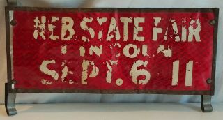 Nebraska State Fair Sign License Plate Topper Rare Metal 12 " Vintage
