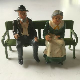 Vintage Britains Lead Elderly Couple On A Bench John Hill Co Train Passengers