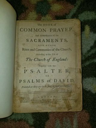 Vintage 1764 Holy Bible - Book Of Common Prayer.  Published In London.  Huge