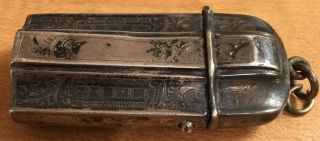 Victorian Antique Silver Vesta Case Dutch Antiques Silver Match Safe Rare 3