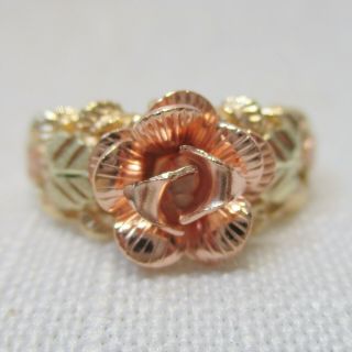 Vintage Estate 10k Tri - Colored Gold Rose Flower Ring - 3.  4 Grams - Size 5