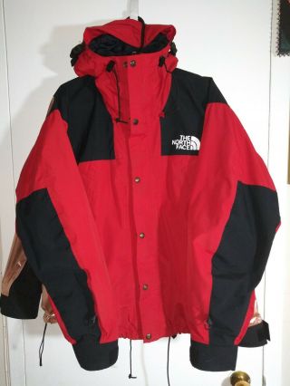 Vintage 80s The North Face Gore Tex Mens M Mountain Parka Red Black Ladder Locks