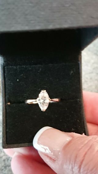 Vintage Art Deco 9ct Rose Gold Zircon Diamond Ring Size M