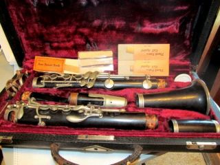 Vintage Penzel Mueller Artist B Wood Clarinet With Accessories (ds676)