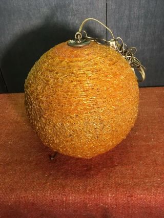 Vintage Mid Century Mod Orange Spaghetti Lucite Acrylic Hanging Swag Light