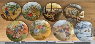 1983 Vintage Rien Poortvliet " Legends Of The Gnomes " Collectors Plates Set Of 8