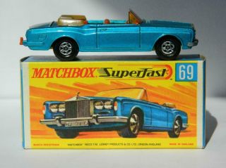 MATCHBOX SUPERFAST No69 VINTAGE ROLLS ROYCE SILVER SHADOW IN G2 BOX 1969 - 70 4