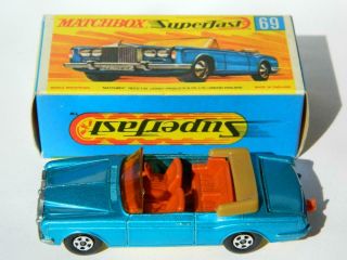 MATCHBOX SUPERFAST No69 VINTAGE ROLLS ROYCE SILVER SHADOW IN G2 BOX 1969 - 70 5