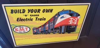 Rare Vintage Kusan Toy Train Pricing Display Sign Double Sided With Stand