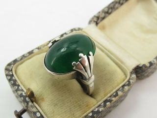 Vintage Sterling Silver 925 & Green Agate Georg Jensen Ring