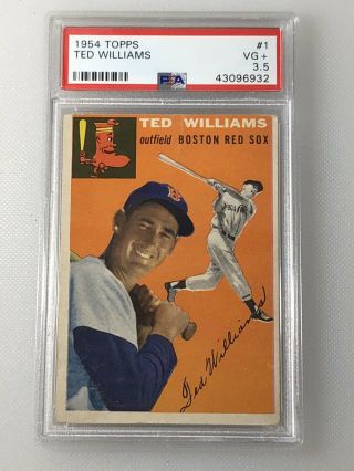 1954 Topps 1 Ted Williams Psa 4 Hof Vintage Baseball Card Red Sox Vg,