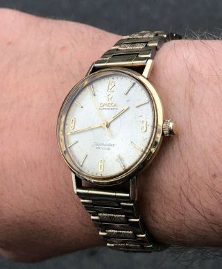 Rare Early Omega Seamaster De Ville Automatic Wrist Watch - - Solid 14k Gold