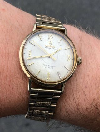 Rare Early Omega Seamaster De Ville Automatic Wrist Watch - - SOLID 14k GOLD 5