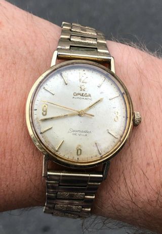 Rare Early Omega Seamaster De Ville Automatic Wrist Watch - - SOLID 14k GOLD 6