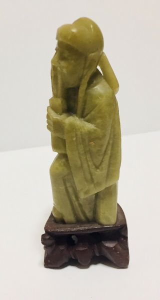 Vintage Chinese Hand Carved Stone Deity Figure,  Base - Qingtian - 4 Inches Tall 4