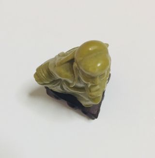 Vintage Chinese Hand Carved Stone Deity Figure,  Base - Qingtian - 4 Inches Tall 5
