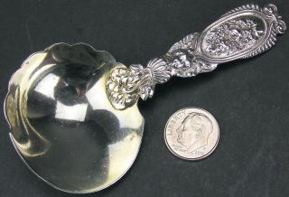 Antique Gorham Sterling Silver Tea Caddy Spoon Pattern No 437 Cherub Head Floral