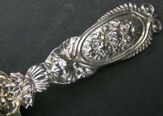 Antique Gorham Sterling Silver Tea Caddy Spoon Pattern No 437 Cherub Head Floral 5