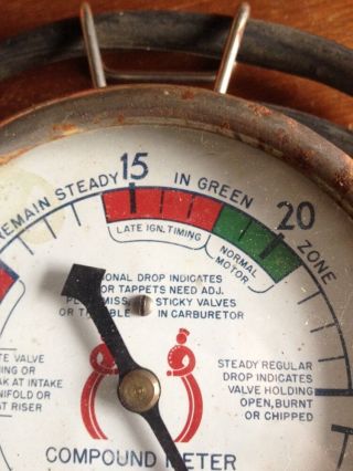 Rare Vtg Compound Fuel Pump Timing Pressure Gauge Meter Steampunk RatRod Rail NR 4