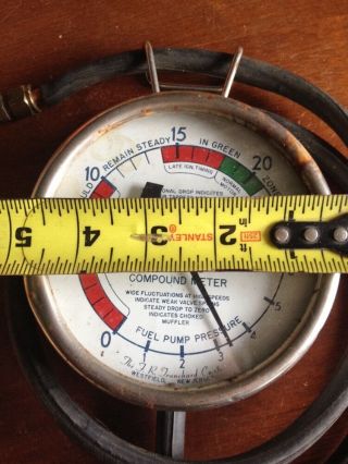 Rare Vtg Compound Fuel Pump Timing Pressure Gauge Meter Steampunk RatRod Rail NR 5