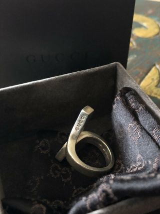 Lovely Vintage Solid Silver Heavy Gucci Twist Ring Size L - M