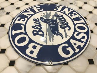 VINTAGE BOLENE BLUE SEAL GASOLINE PORCELAIN SIGN GAS STATION PUMP PLATE MOTR OIL 5