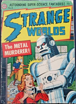 Strange Worlds 8 Vintage Avon Comic Robot Cover Golden Age 10c Scifi Cgc/cbcs.