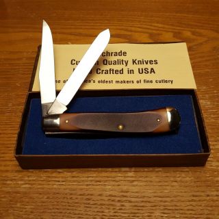 VINTAGE SCHRADE USA 94OT Old Timer Gunstock Trapper 2 Blade Pocket Knife 4