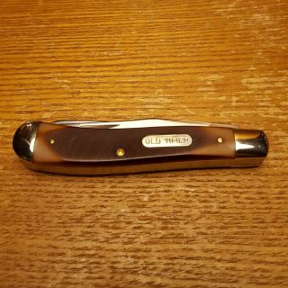 VINTAGE SCHRADE USA 94OT Old Timer Gunstock Trapper 2 Blade Pocket Knife 7