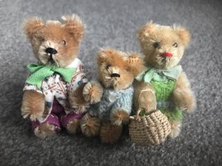Rare Vintage Schuco Piccolo Teddy Bears - The 3 Bears - Papa,  Mama And Baby Bear